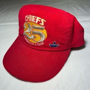 Vintage Kansas City Chiefs Corduroy Hat Red SnapBack "25th Anniversary" Amoco